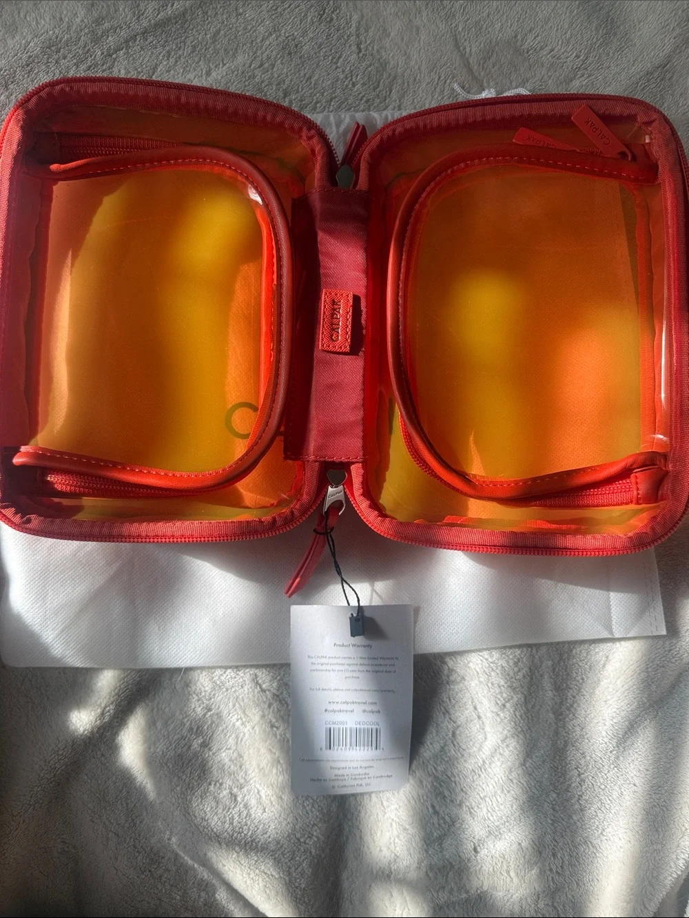 Calpak Small Clear Cosmetic Case in Papaya Limited Edition